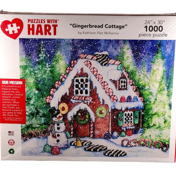 Gingerbread Cottage 1000 Piece Puzzle 24"x30" Sealed 2022 Hart Puzzles Christmas - Picture 1 of 12